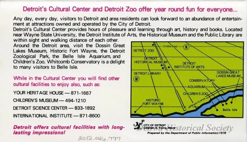 Postcard - "Having a wonderful time in Detroit ..."