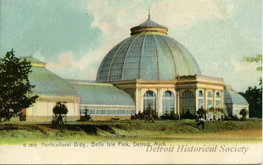 Postcard - Horticultural Bldg, Belle Isle Park, Detroit, Mich.