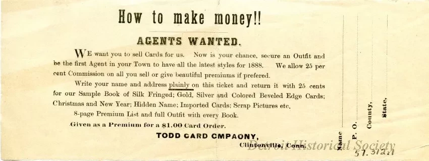 Advertisement - Todd Card Company