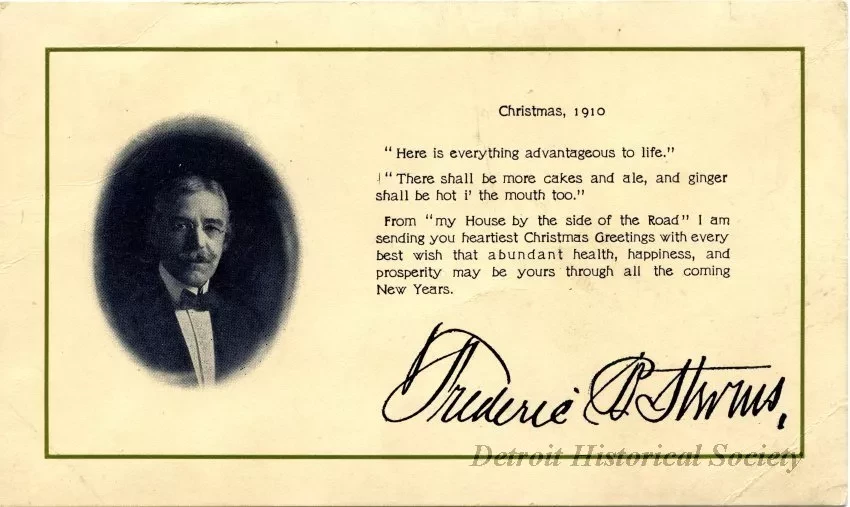 Card, Greeting - Christmas, 1910
Frederick K. Stearns