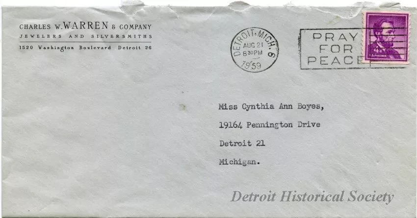 Letter - Charles W. Warren & Company
Jewelers and Silversmiths