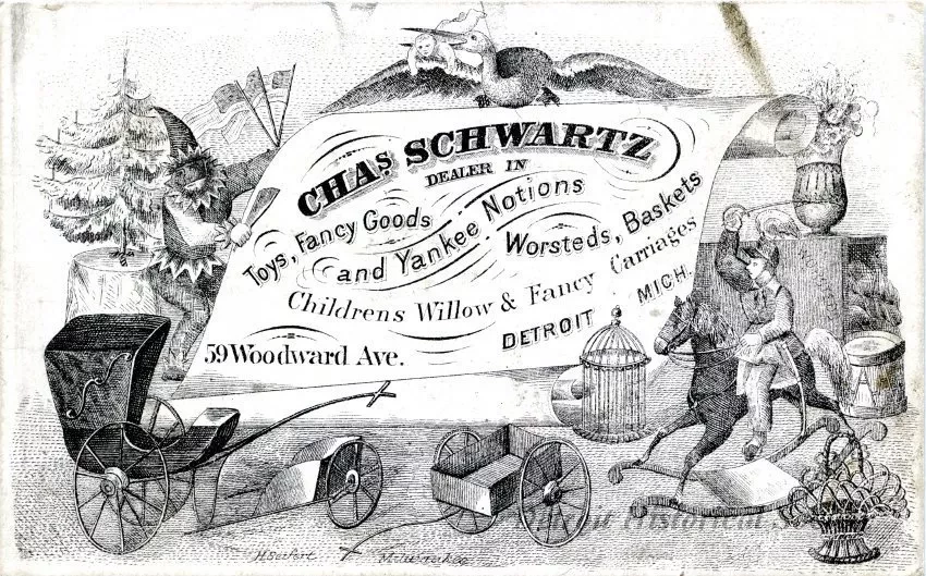 Card, Business - Chas. Schwartz,
Dealer in Toys, Fancy Goods, and Yankee Notions