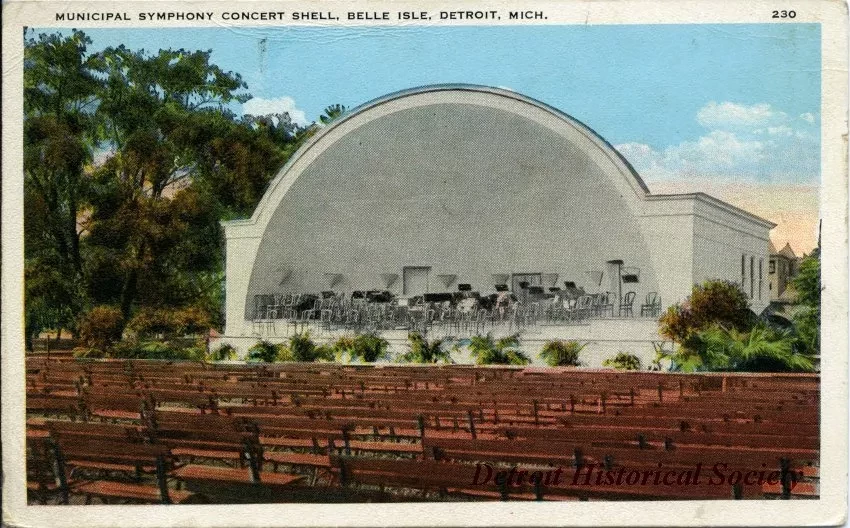 Postcard - Municipal Symphony Concert Shell, Belle Isle, Detroit, Mich.