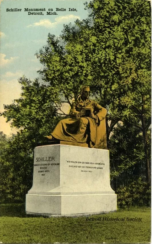 Postcard - Schiller Monument on Belle Isle, Detroit, Mich.