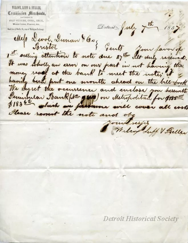 Letter - Wilcox, Luff & Fuller
Commission Merchants