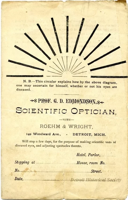 Advertisement - Prof. G. D. Edmondson, Scientific Optician,
with Roehm & Wright