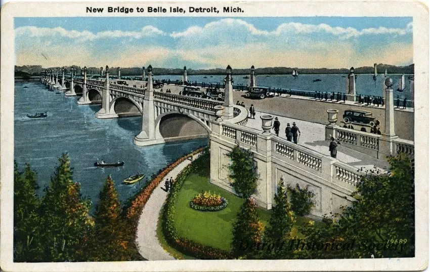 Postcard - New Bridge to Belle Isle, Detroit, Mich.