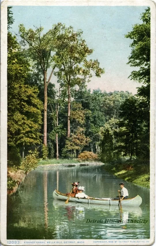 Postcard - Shady Canal, Belle Isle, Detroit, Mich.