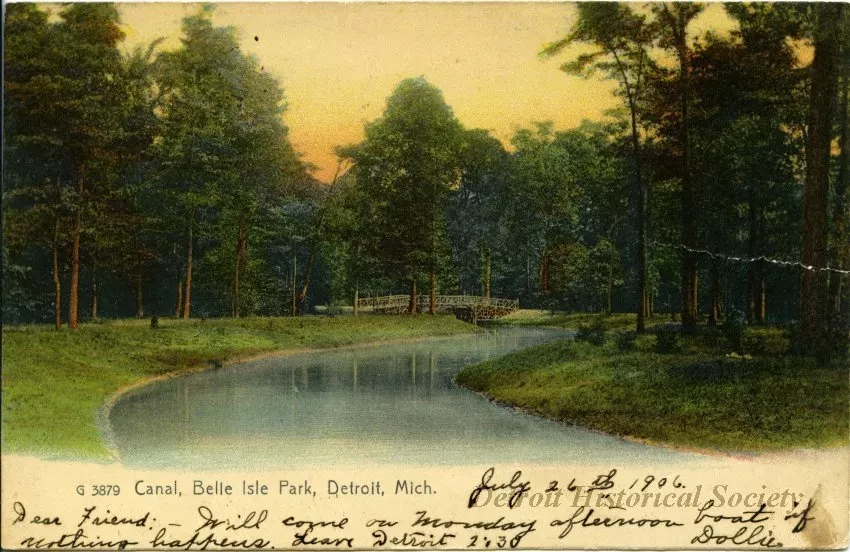 Postcard - Canal, Belle Isle Park, Detroit, Mich.