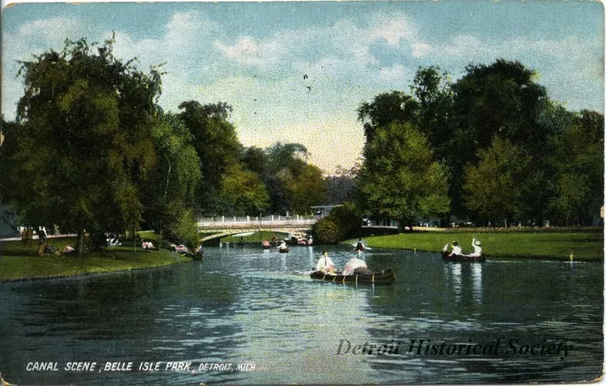 Postcard - Canal Scene, Belle Isle Park, Detroit, Mich.