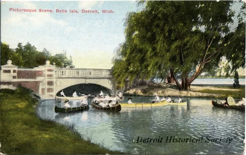Postcard - Picturesque Scene, Belle Isle, Detroit, Mich.