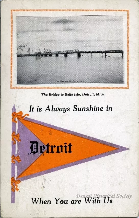 Postcard - The Bridge to Belle Isle, Detroit, Mich.
