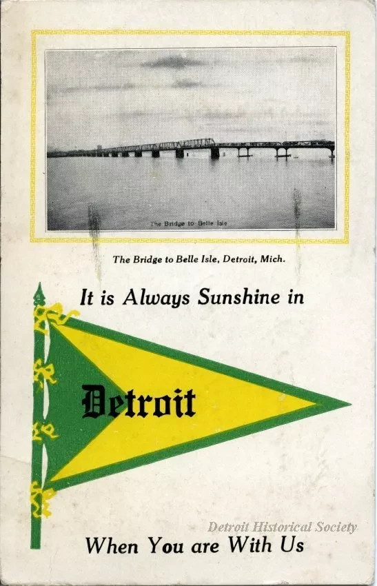 Postcard - The Bridge to Belle Isle, Detroit, Mich.