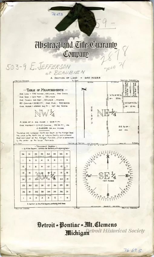 Title, Abstract - Abstract of Title,
Lot 59 of Part of the L. Beaubien Farm