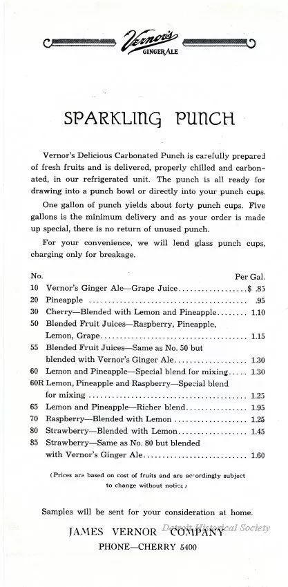 Advertisment - Vernor's Ginger Ale
Party Service Unit