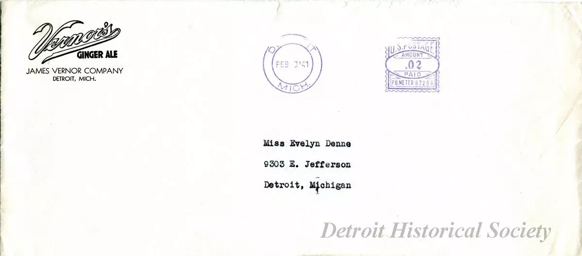 Envelope - Vernor's Ginger Ale
