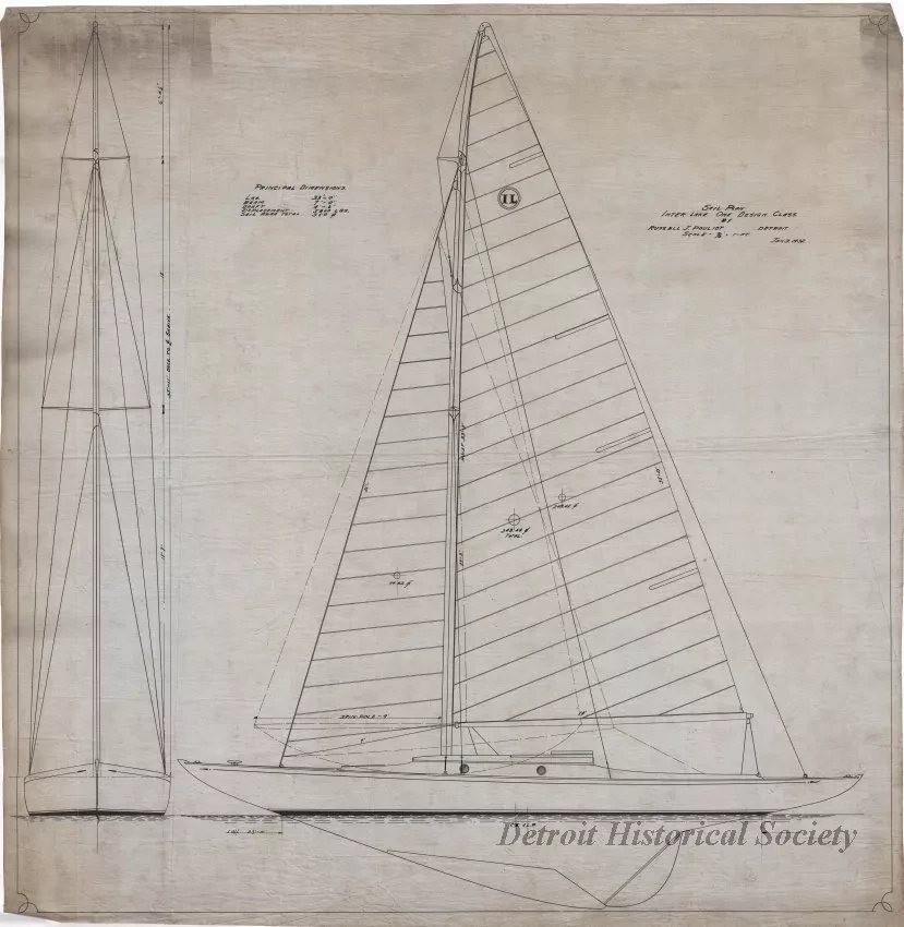 Drawing, Technical - Sail Plan 
Interlake One Design Class