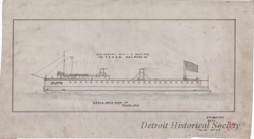 Drawing, Technical - Ann Arbor's No's. 1 - 2, 
Built for the TA & NM Railroad Co.
