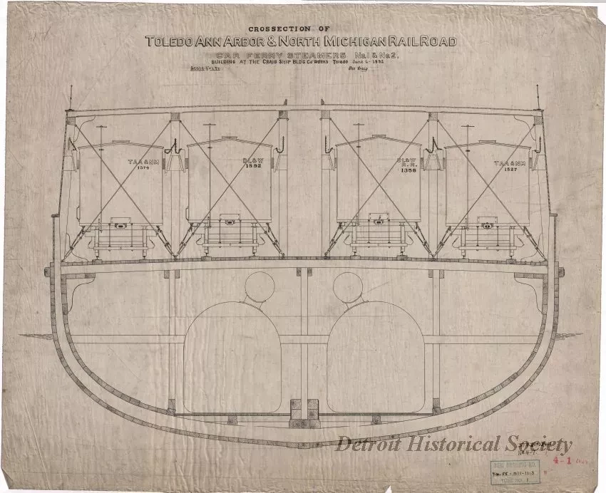 Drawing, Technical - Crossection of 
Toledo, Ann Arbor & North Michigan Railroad 
Car Ferry Steamers No. 1 & No. 2