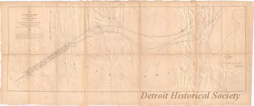 Chart, Navigational - Chart of St. Clair Flats
Showing the Positions of Light House & Beacon 
Now in Course of Erection and the Channel Excavated in 1857& 1858