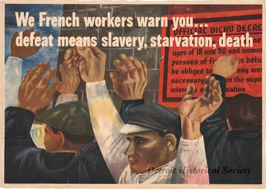 Poster - We French Workers Warn You ... 
Defeat Means Slavery, Starvation, Death