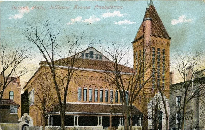 Postcard - Detroit, Mich., Jefferson Avenue Presbyterian.