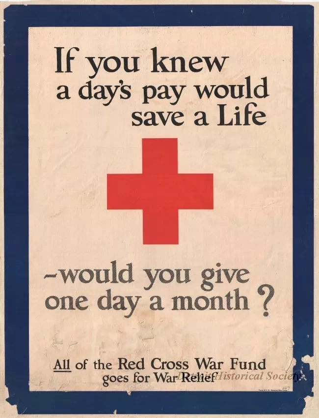 Poster - If you knew a day's pay would save a Life - would you give one day a month
[Red Cross]
