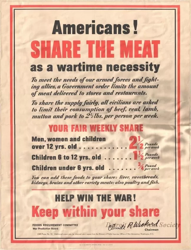 Poster - Americans!
Share the Meat as a Wartime Necessity