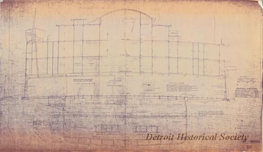 Blueprint - Midship Section,
Detroit & Buffalo [SS Greater Detroit and SS Greater Buffalo]
