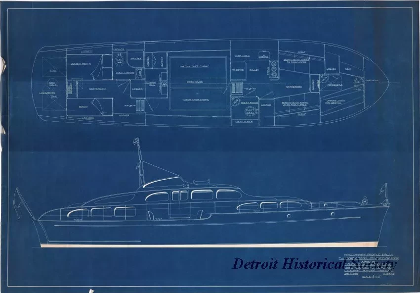 Blueprint - Preliminary Profile & Plan, Twinscrew Diesel Powered Cruiser