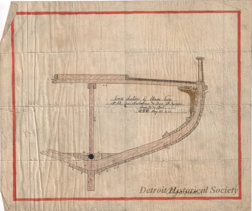 Drawing, Technical - Cross Section of Steam Ferry No. 53 for Mackinaw and Point St. Ignace
[SS Algomah]