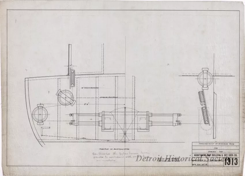 Drawing, Technical - Arrangement of Steering Gear for Harbor Tug
(Hull No. 64)