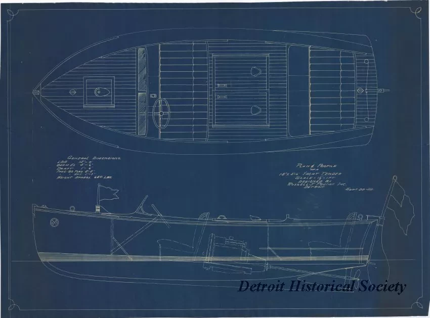 Blueprint - Plan & Profile of a
15' x 5' 6" Yacht Tender