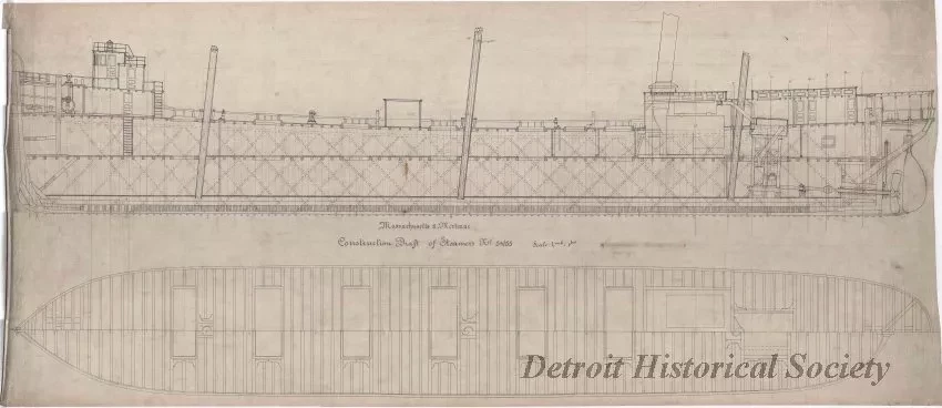 Drawing, Technical - Massachusetts & Merrimac,
Construction Draft of Steamers No. 54/55