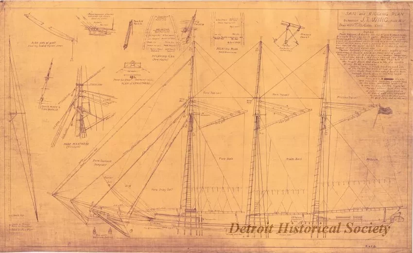 Blueprint - Sail and Rigging Plan,
Schooner J. T. Wing