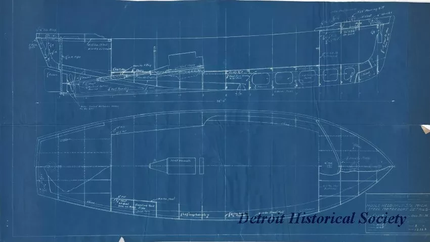 Blueprint - Middle Neebish Light Station, Mich.,
Steel Motorboat Details