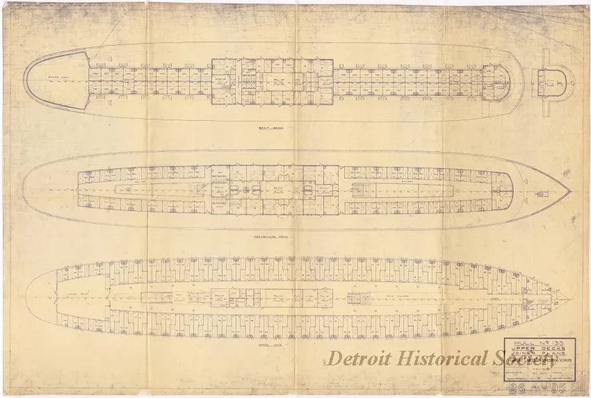 Blueprint - Hull No. 133,
Upper Decks Joiner Plans