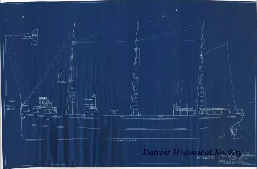 Blueprint - Str. Massachusetts,
Built 1881 By Detroit Dry Dock Company