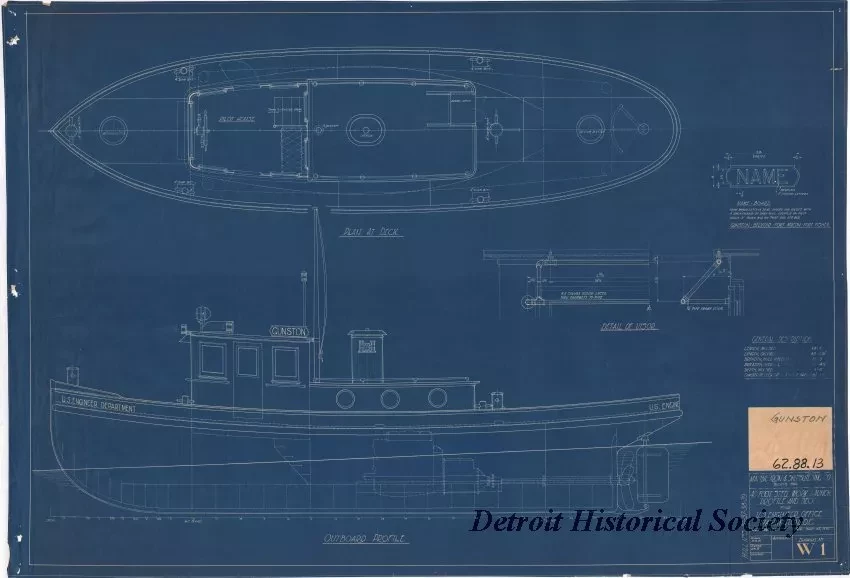 Blueprint - 40 Foot Steel Work Launch,
Profile and Deck