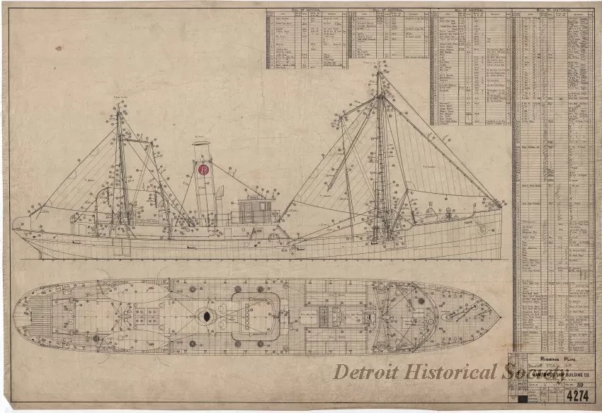 Drawing, Technical - Rigging Plan
[for trawler, Foam]