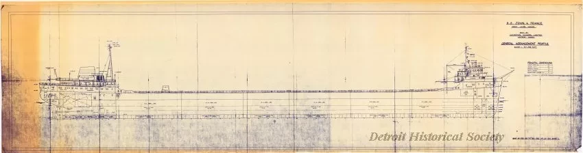 Blueprint - S.S. John A. France,
Great Lakes Vessel