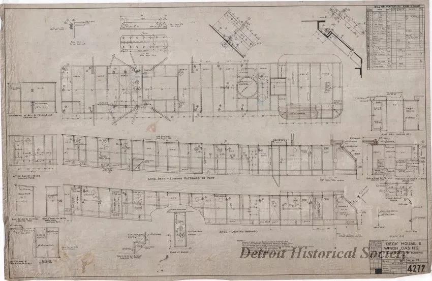 Drawing, Technical - Deck House & Winch Casing
[for trawler, Foam]