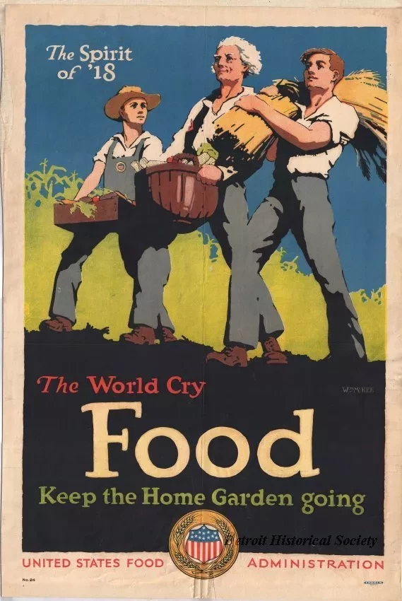 Poster - The Spirit of '18
the World Cry, Food, Keep the Home Garden Going