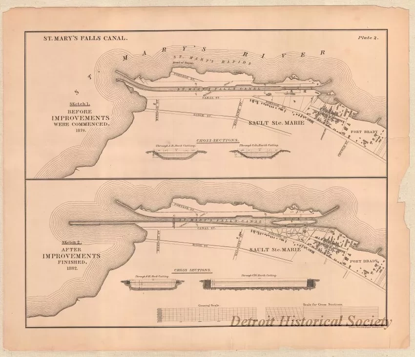 Lithograph - St. Mary's Falls Canal