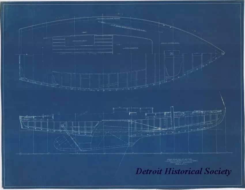 Blueprint - Construction Plan for 
I.L.Y.A. [Inter-Lake Yachting Association] One Design Class Catboat