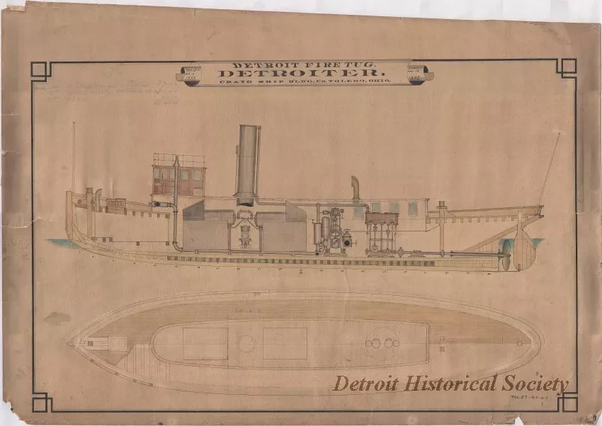 Drawing, Technical - Detroit Fire Tug, Detroiter
