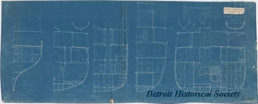 Blueprint - U. S. Coast & Geodetic Survey Steamer, Surveyor; 
Type Sections