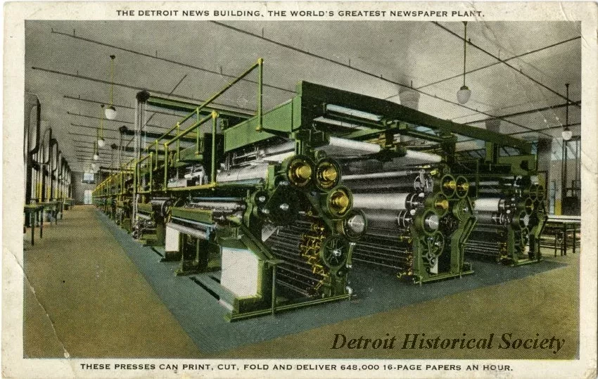 Postcard - The Detroit News Building, The World's Greatest Newspaper Plant