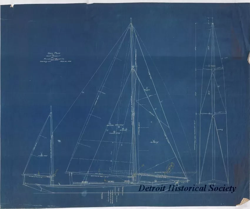 Blueprint - Sail Plan of Yacht Trident