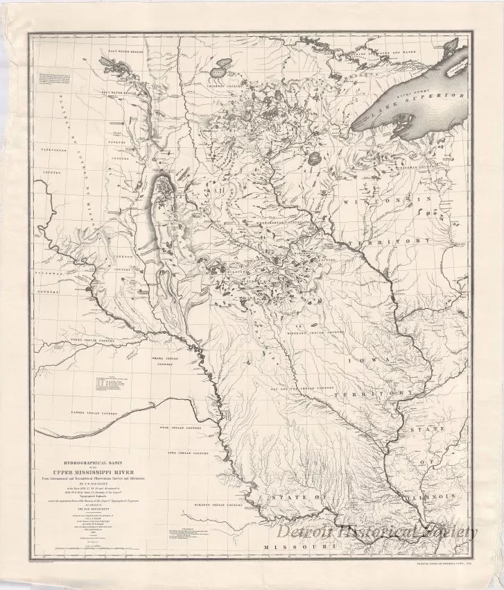 Map - Hydrological Basin of the Upper Mississippi River 
From Astronomical and Barometrical Observations, Surveys, and Information